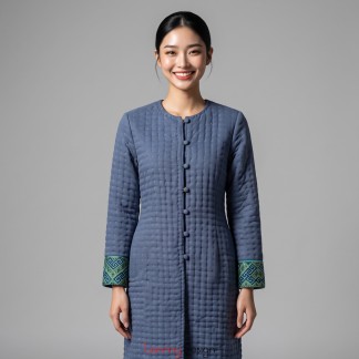 Long navy blue quilted xoat